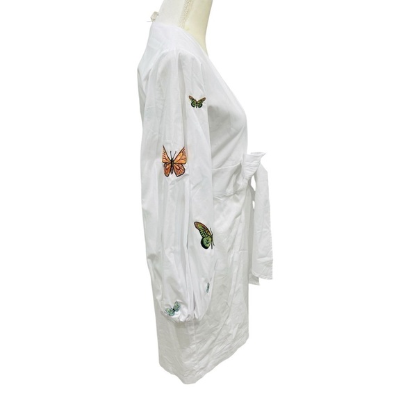 Fanm Mon Larson Butterfly Embroidered Long Sleeve V Neckline Mini Dress NEW $359 - Picture 7 of 15
